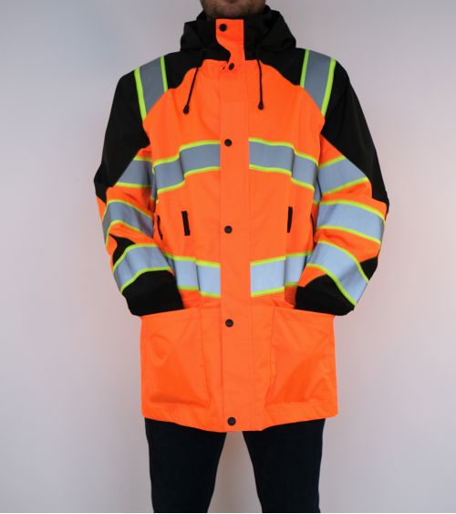 Baudelet reflective jacket with hood and middle zipper