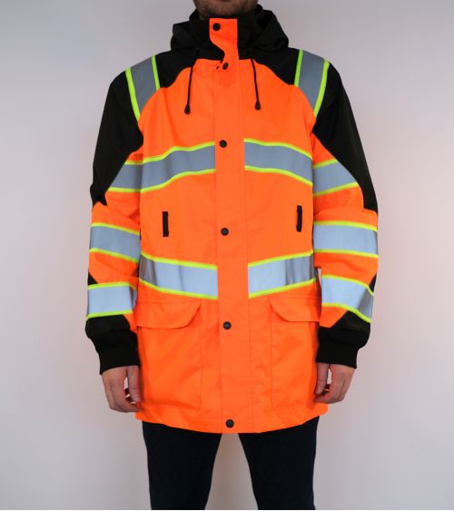 Baudelet reflective jacket with hood and middle zipper