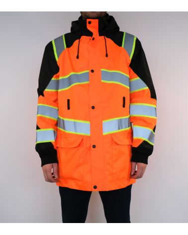 Baudelet reflective jacket with hood and middle zipper