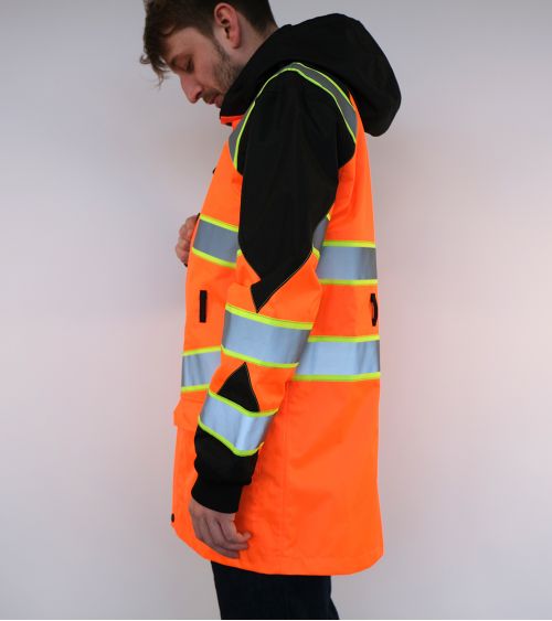 Baudelet reflective jacket with hood and middle zipper